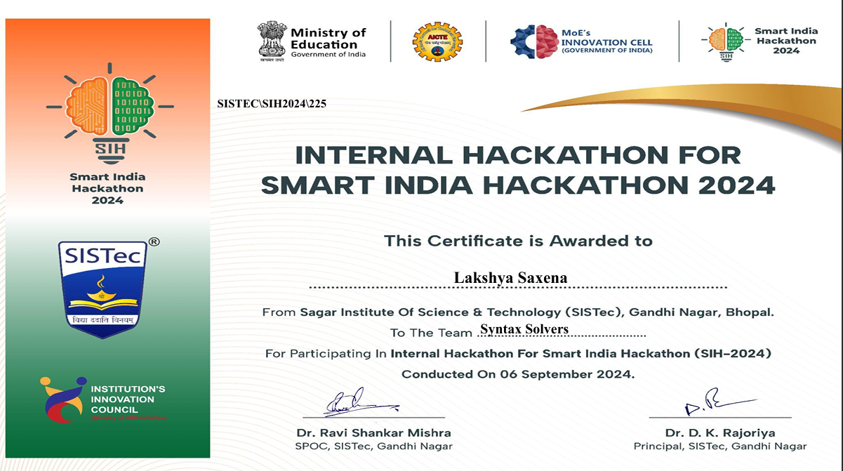 SIH Certificate